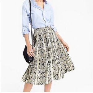 J.Crew Pleated Midi skirt in Snakeskin print